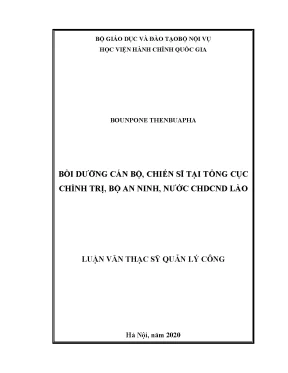 Luận văn thạc sĩ bồi dưỡng cán bộ chiến sĩ tại tổng cục chính trị bộ an ninh nước chdcnd lào