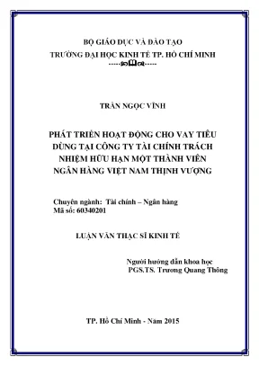 Luận văn thạc sĩ phát triển hoạt động cho vay tiêu dùng tại công ty trách nhiệm hữu hạn một thành viên ngân hàng việt nam thịnh vượng