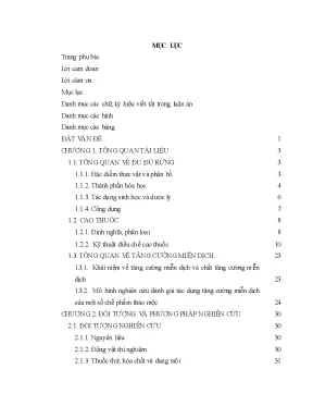 Luận án nghiên cứu b ào chế và đánh giá tác dụng tăng cường miễn dịch của cao khô lá đu đủ rừng trevesia palmata roxb ex lindl vis họ nhân sâm araliaceae