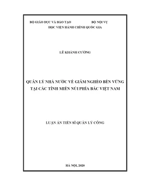 Luận án tiến sĩ quản lý nhà nước về giảm nghèo bền vững tại các tỉnh miền núi phía bắc việt nam