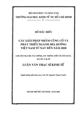 Luận văn thạc sĩ các giải pháp nhằm củng cố phát triển ngành mía đường việt nam từ nay đến năm 2020 luận văn thạc sĩ