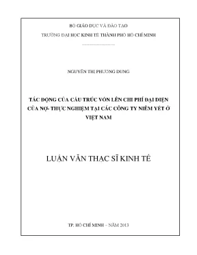Luận văn thạc sĩ tác động của cấu trúc vốn lên chi phí đại diện của nơ thực nghiệm tại các công ty niêm yết việt nam