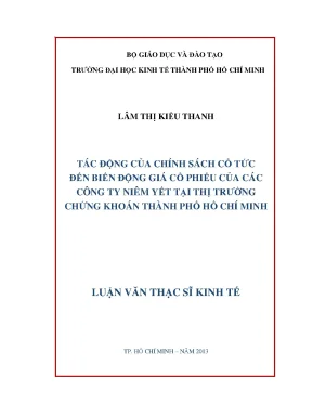 Luận văn thạc sĩ tác động của chính sách cổ tức đến biến động giá cổ phiếu của các công ty niêm yết tại thị trường chứng khoán tphcm luận văn thạc sĩ