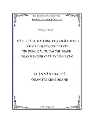 Luận văn thạc sĩ đánh giá sự hài lòng của khách hàng đối với hoạt động cho vay tín dụng đầu tư tại chi nhánh ngân hàng phát triển vĩnh long