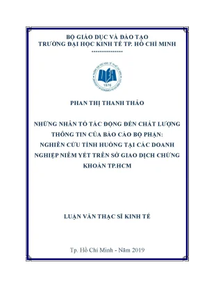 Luận văn thạc sĩ những nhân tố tác động đến chất lượng thông tin của báo cáo bộ phận nghiên cứu tình huống tại các doanh nghiệp niêm yết trên sở giao dịch chứng khoán tp hcm