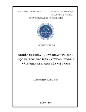 Luận án tiến sĩ nghiên cứu hóa học và hoạt tính sinh học hai loài sao biển anthenea sibogae và anthenea aspera của việt nam