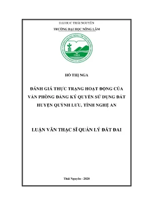 Luận văn tốt nghiệp đánh giá thực trạng hoạt động của văn phòng đăng ký quyền sử dụng đất huyện quỳnh lưu tỉnh nghệ an