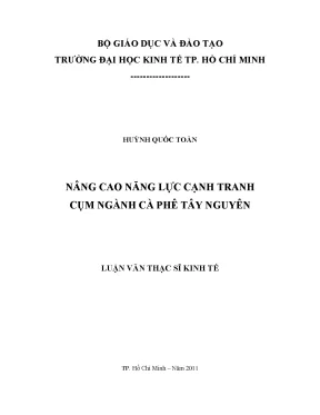 Luận văn thạc sĩ nâng cao năng lực cạnh tranh cụm ngành cà phê tây nguyên