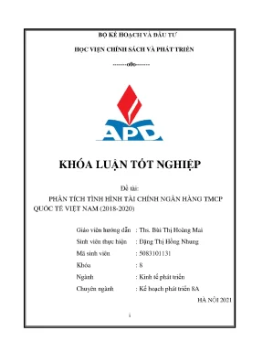 Luận văn tốt nghiệp phân tích tình hình tài chính ngân hàng tmcp quốc tế việt nam 2018 2020