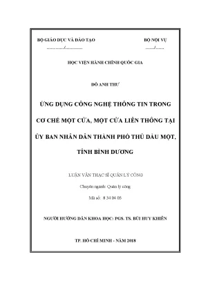 Luận văn thạc sĩ ứng dụng công nghệ thông tin trong cơ chế một cửa một cửa liên thông tại ubnd thành phố thủ dầu một tỉnh bình dương