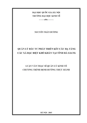 Luận văn thạc sĩ quản lý đầu tư phát triển kết cấu hạ tầng các xã đặc biệt khó khăn tại tỉnh hà giang