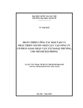 Luận văn thạc sĩ hoàn thiện công tác đào tạo và phát triển nguồn nhân lực tại công ty cổ phần giao nhận vận tải ngoại thương chi nhánh hải phòng