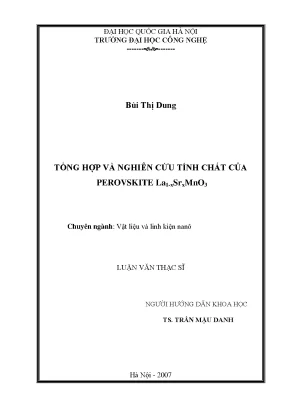 Luận văn thạc sĩ tổng hợp và nghiên cứu tính chất của perovskite la1 xsrxmno3