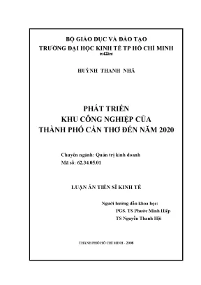 Luận văn thạc sĩ phát triển khu công nghiệp của thành phố cần thơ đến năm 2020