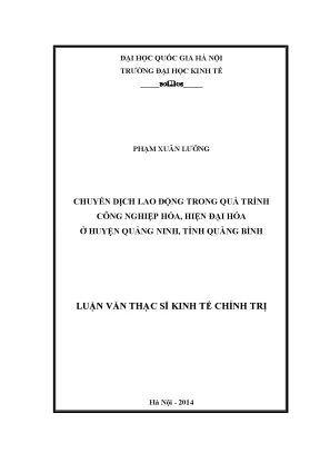Luận văn thạc sĩ chuyển dịch lao động trong quá trình công nghiệp hóa hiện đại hóa huyện quảng ninh tỉnh quảng bình
