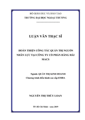 Luận văn thạc sĩ hoàn thiện công tác quản trị nguồn nhân lực tại công ty cổ phần hàng hải macs
