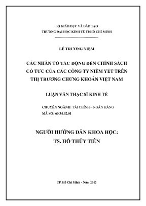 Luận văn thạc sĩ các nhân tố tác động đến chính sách cổ tức của các công ty niêm yết trên thị trường chứng khoán việt nam 002