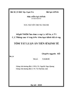 Luận án tiến sĩ hoàn thiện tổ chức công tác kế toán tại các trường cao đẳng trên địa bàn tỉnh hải dương
