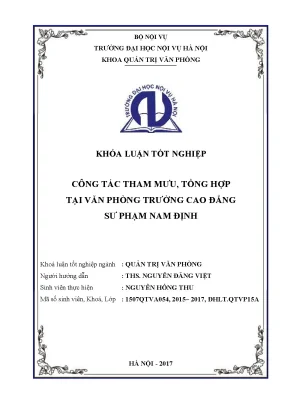 Luận văn tốt nghiệp công tác tham mưu tổng hợp tại văn phòng trường cao đẳng sư phạm nam định