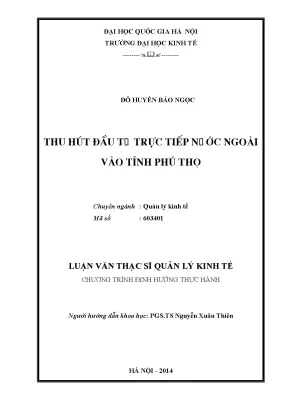 Luận văn thạc sĩ thu hút đầu tư trực tiếp nước ngoài vào tỉnh phú thọ