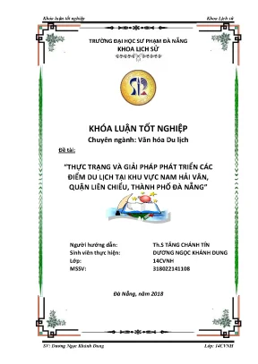 Luận văn tốt nghiệp thực trạng giải pháp phát triển các điểm du lịch tại khu vực nam hải vân quân liên chiểu thành phố đà nẵng