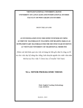 Luận văn thạc sĩ an investigation into the effectiveness of using authentic materials in teaching esp reading skills as upplementary materials for the second year students at vietnam university