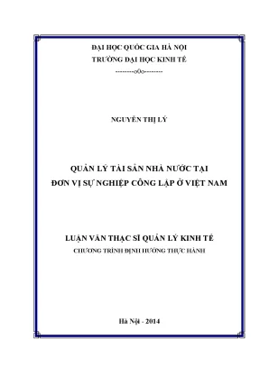 Luận văn thạc sĩ quản lý tài sản nhà nước tại đơn vị sự nghiệp công lập ở việt nam