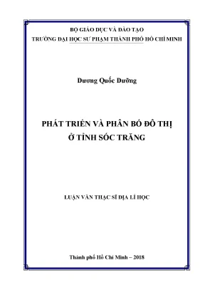 Luận văn thạc sĩ phát triển và phân bố đô thị ở tỉnh sóc trăng