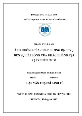 Luận văn thạc sĩ ảnh hưởng của chất lượng dịch vụ đến sự hài lòng của khách hàng tại rạp chiếu phim luận văn thạc sĩ