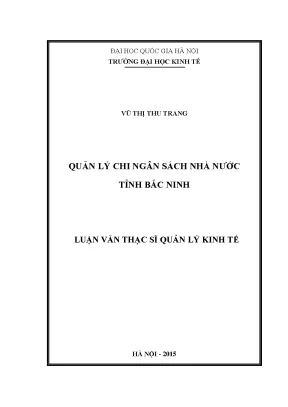 Luận văn thạc sĩ quản lý chi ngân sách nhà nước tỉnh bắc ninh