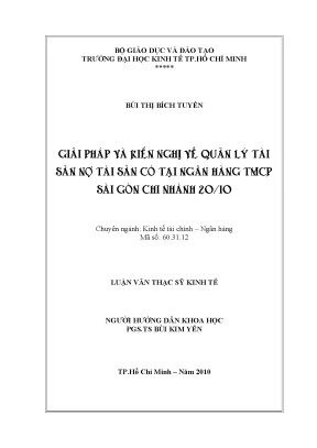 Luận văn thạc sĩ giải pháp kiến nghị về quản lý tài sản nợ tài sản có tại ngân hàng tmcp sài gòn chi nhánh 2010 luận văn thạc sĩ
