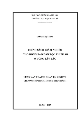 Luận văn thạc sĩ chính sách giảm nghèo cho đồng bào dân tộc thiểu số ở vùng tây bắc