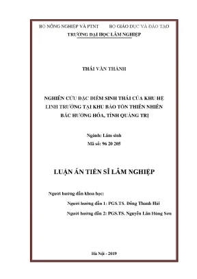 Luận án tiến sĩ nghiên cứu đặc điểm sinh thái của linh trưởng tại khu bảo tồn thiên nhiên bắc hướng hóa tỉnh quảng trị
