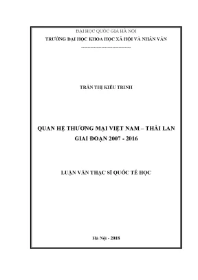 Luận văn thạc sĩ quan hệ thương mại việt nam thái lan giai đoạn 2007 2016
