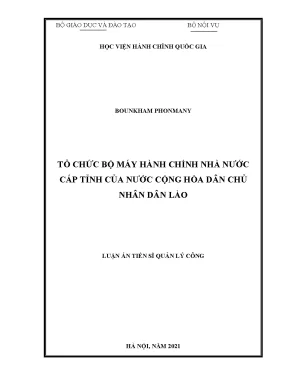Luận án tiến sĩ tổ chức bộ máy hành chính 4 nhà nước cấp tỉnh của nước cộng hoà dân chủ nhân dân lào