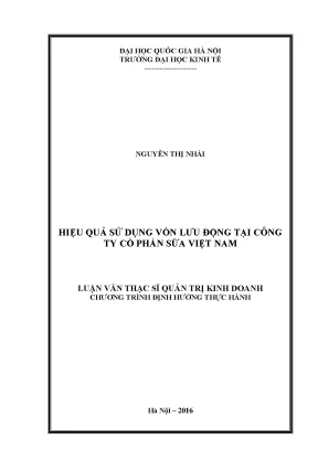 Luận văn thạc sĩ hiệu quả sử dụng vốn lưu động tại công ty cổ phần sữa việt nam
