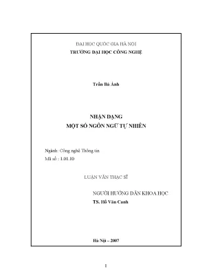 Luận văn thạc sĩ nhận dạng một số ngôn ngữ tự nhiên luận văn ths công nghệ thông tin 1 01 10