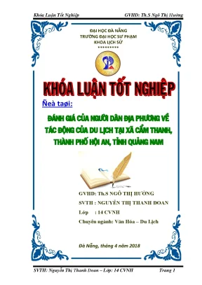 Luận văn tốt nghiệp đánh giá của người dân địa phương về tác động của du lịch tại xã cẩm thanh tp hội an tỉnh quảng nam