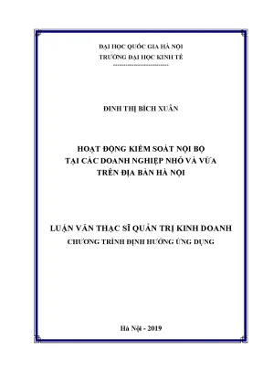 Luận văn thạc sĩ hoạt động kiểm soát nội bộ tại các doanh nghiệp nhỏ và vừa trên địa bàn hà nội