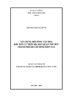 Luận văn thạc sĩ xây dựng đời sống văn hoá khu dân cư trên địa bàn quận thủ đức thành phố hồ chí minh hiện nay