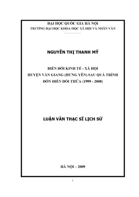 Luận văn thạc sĩ biến đổi cơ cấu kinh tế xã hội văn giang hưng yên sau quá trình dồn điền đổi thửa 1999 2008