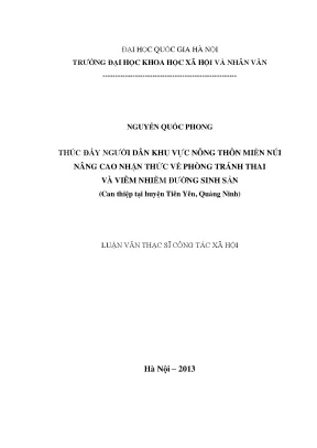Luận văn thạc sĩ thúc đẩy người dân nông thôn khu vực miền núi nâng cao nhận thức về phòng tránh thai và viêm nhiễm đường sinh sản can thiệp tại huyện tiên yên tỉnh quảng ninh
