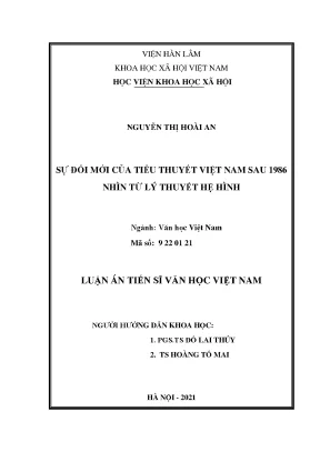 Luận án tiến sĩ sự đổi mới của tiểu thuyết việt nam sau 1986 nhìn từ lý thuyết hệ hình