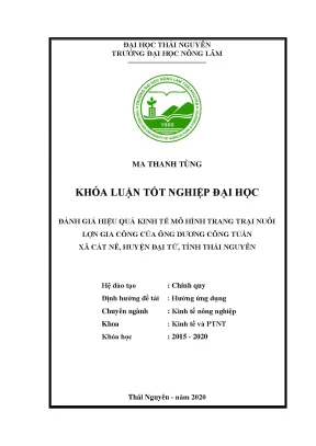 Luận văn tốt nghiệp đánh giá hiệu quả kinh tế mô hình trang trại nuôi lợn gia công của ông dương công tuấn tại xã cát nê huyện đại từ tỉnh thái nguyên