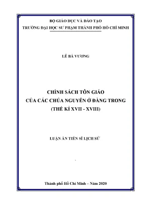 Luận văn thạc sĩ chính sách tôn giáo của các chúa nguyễn ở đàng trong thế kỉ xvii xviii