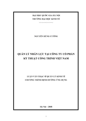 Luận văn thạc sĩ quản lý nhân lực tại công ty cổ phần kỹ thuật công trình việt nam