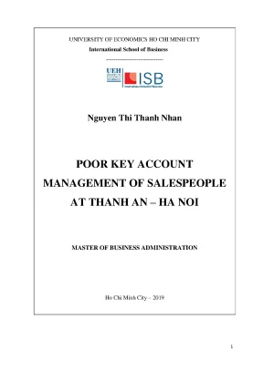 Luận văn thạc sĩ poor key account management of salespeople at thanh an ha noi