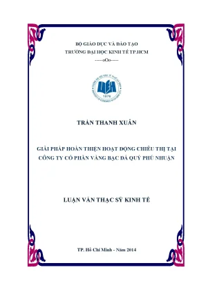 Luận văn thạc sĩ giải pháp hoàn thiện hoạt động chiêu thị tại công ty cổ phần vàng bạc đá quý phú nhuận