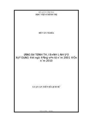 Luận án tiến sĩ đảng bộ tỉnh thái bình lãnh đạo xây dựng đội ngũ đảng viên từ năm 2001 đến năm 2010