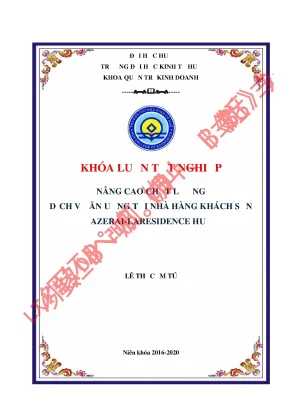Luận văn tốt nghiệp nâng cao chất lượng dịch vụ ăn uống tại nhà hàng khách sạn azerai laresidence huế